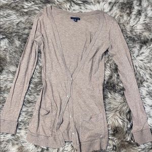 AE button up, tan, cardigan. size SM